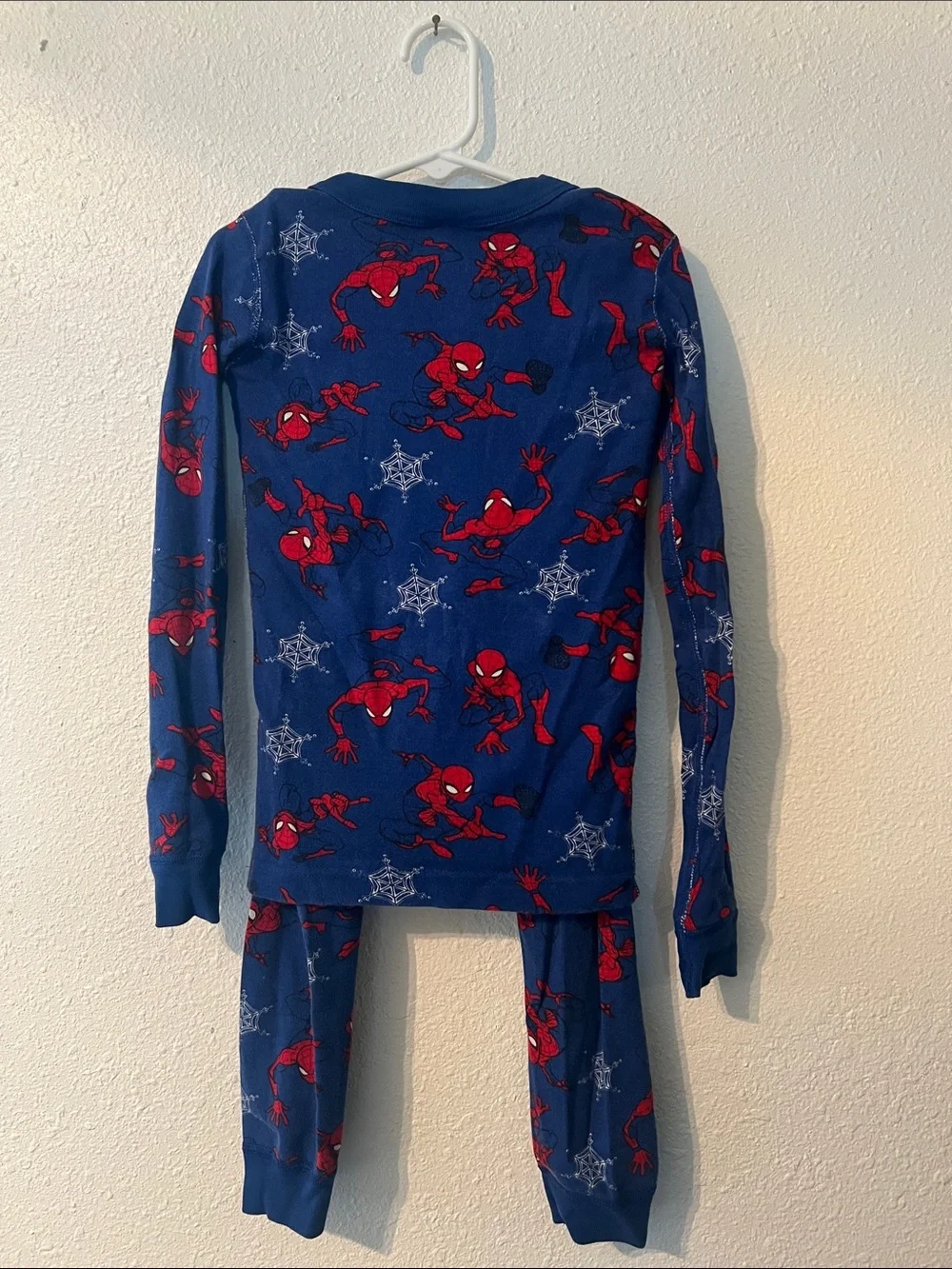 Hanna Andersson Boys Blue Spider Man Web Print Pajama Set Small (6/7)